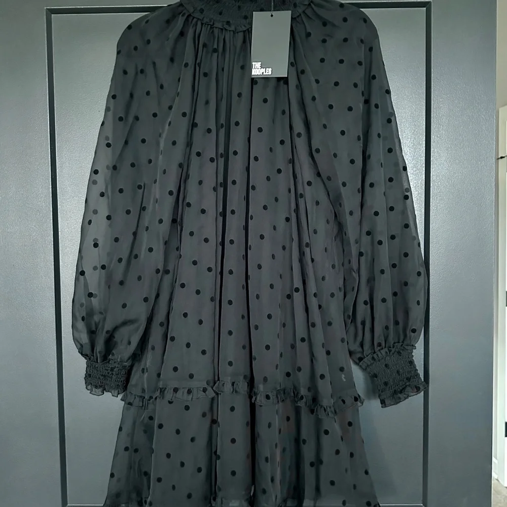 🖤✨ NWT The Kooples Black Sheer Polka Dot 2-Piece Mini Dress | Versatile $415! - Picture 5 of 12